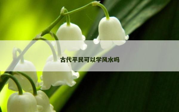 古代平民可以學風水嗎