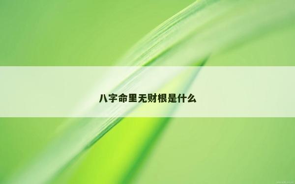 八字命里無財根是什么