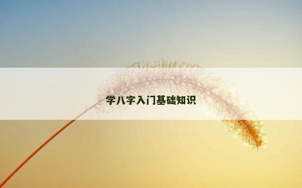 學(xué)八字入門基礎(chǔ)知識