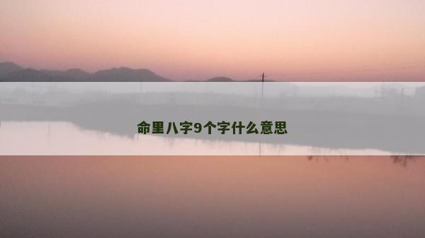 命里八字9個字什么意思