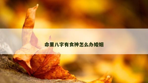 命里八字有食神怎么辦婚姻