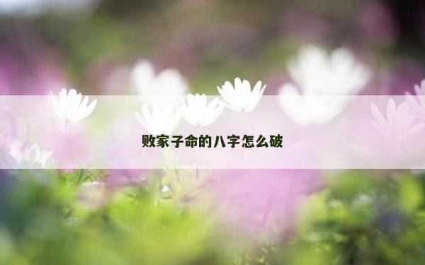 敗家子命的八字怎么破