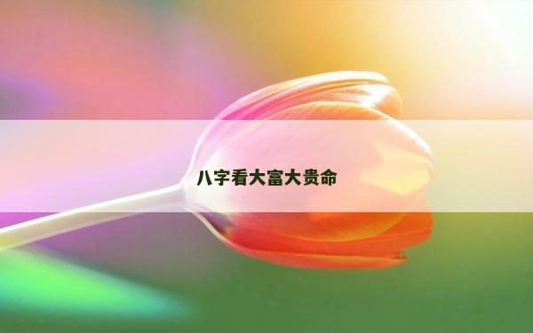 八字看大富大貴命 八字看大富大貴命