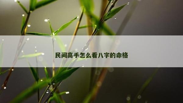 民間高手怎么看八字的命格