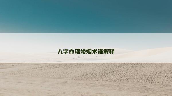 八字命理婚姻術(shù)語解釋
