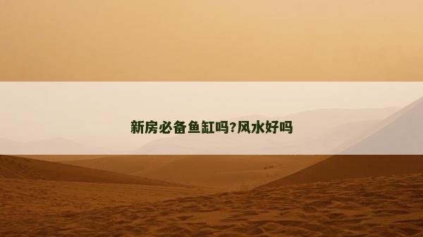 新房必備魚缸嗎?風水好嗎