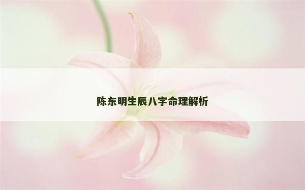陳東明生辰八字命理解析 陳東明生辰八字命理解析