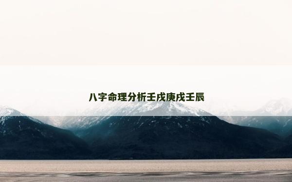 八字命理分析壬戌庚戌壬辰