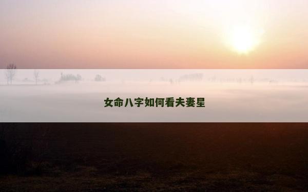 女命八字如何看夫妻星