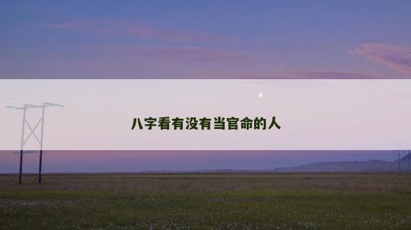 八字看有沒有當官命的人