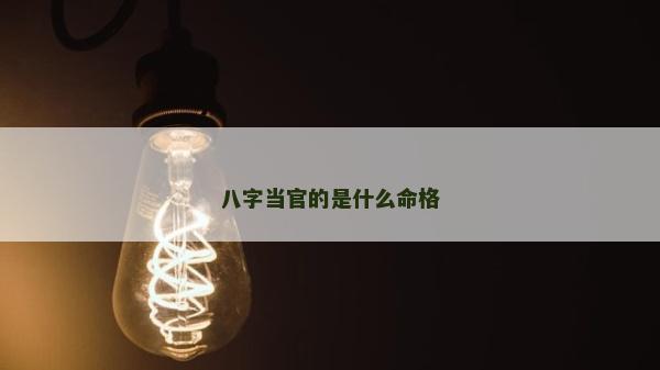 八字當官的是什么命格