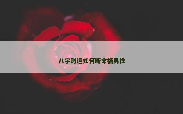 八字財運如何斷命格男性