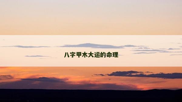 八字甲木大運(yùn)的命理