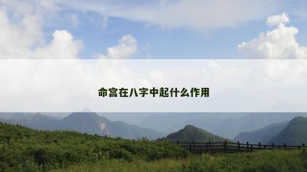 命宮在八字中起什么作用