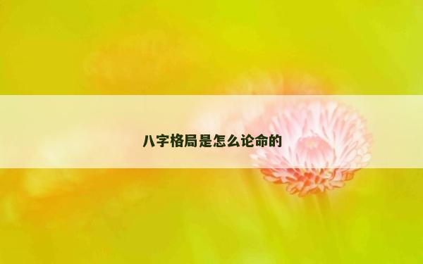 八字格局是怎么論命的