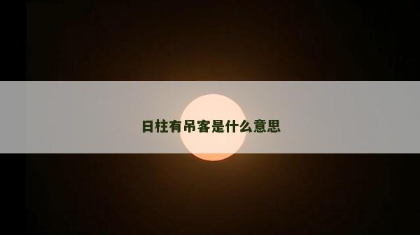 日柱有吊客是什么意思