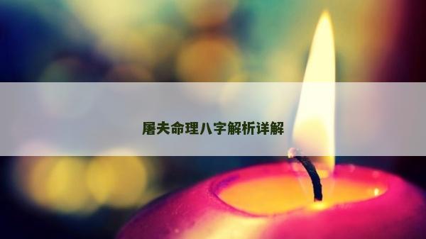 屠夫命理八字解析詳解