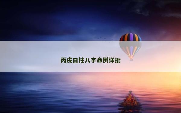 丙戌日柱八字命例詳批