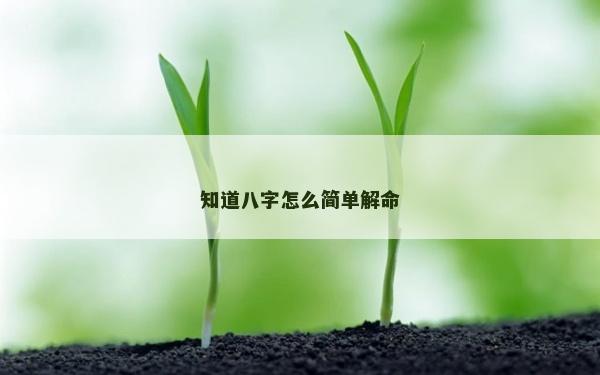 知道八字怎么簡單解命