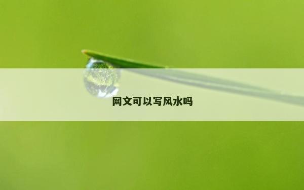 網文可以寫風水嗎