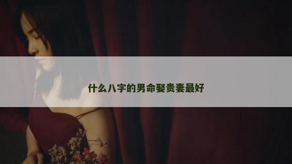 什么八字的男命娶貴妻最好