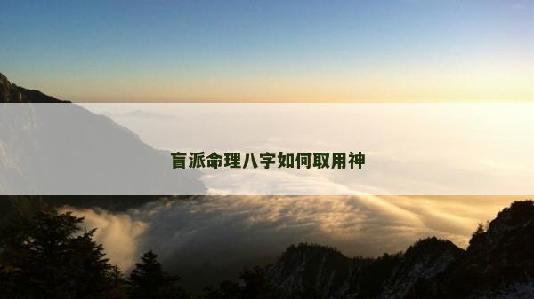 盲派命理八字如何取用神