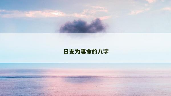 日支為妻命的八字