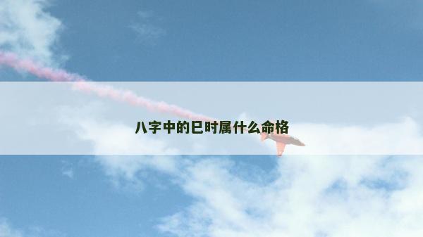 八字中的巳時屬什么命格