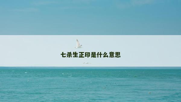 七殺生正印是什么意思