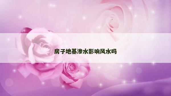 房子地基滲水影響風(fēng)水嗎