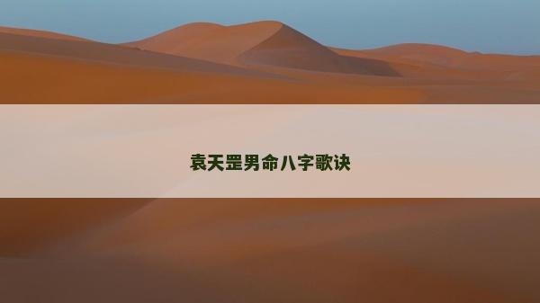 袁天罡男命八字歌訣