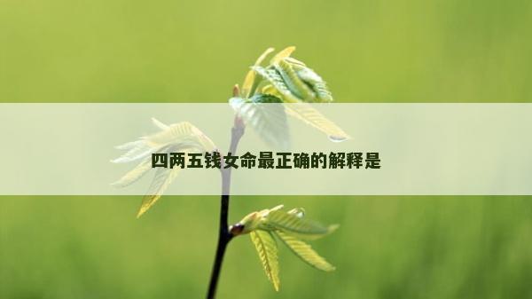 四兩五錢女命最正確的解釋是 四兩五錢女命最正確的解釋是