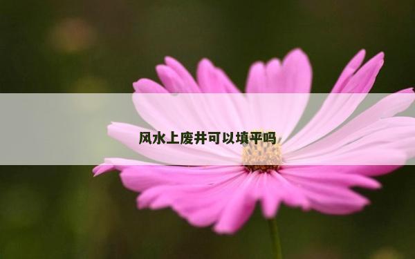 風(fēng)水上廢井可以填平嗎