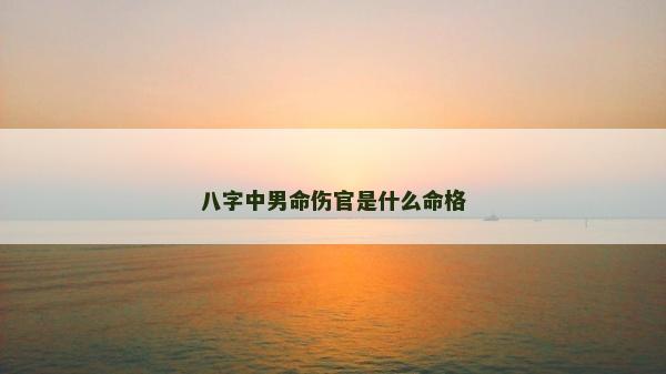 八字中男命傷官是什么命格