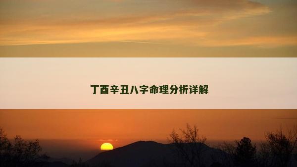 丁酉辛丑八字命理分析詳解