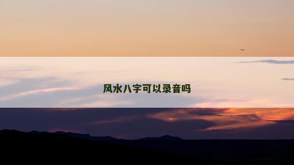 風水八字可以錄音嗎