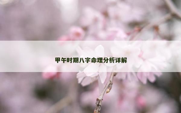 甲午時期八字命理分析詳解