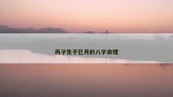 丙子生于巳月的八字命理