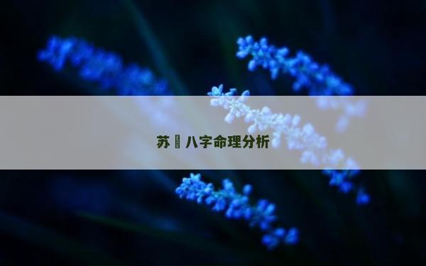 蘇玥八字命理分析
