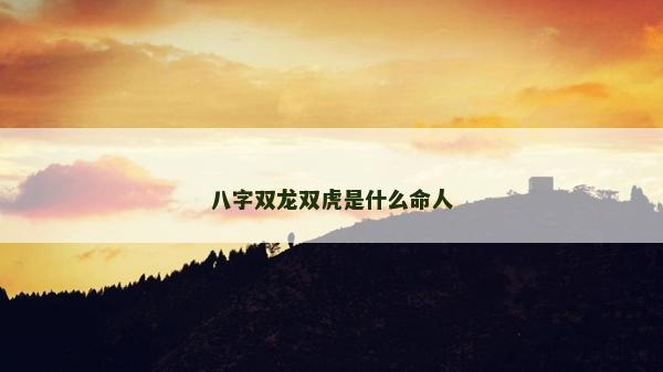 八字雙龍雙虎是什么命人