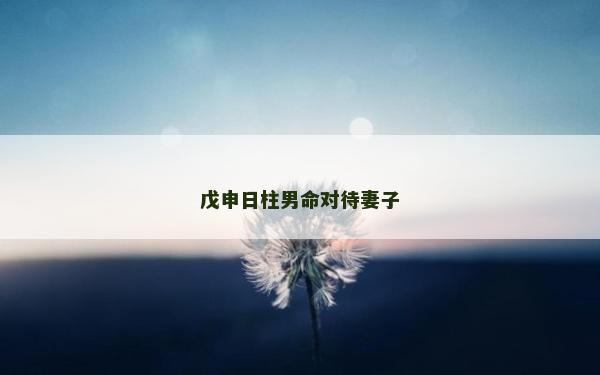 戊申日柱男命對待妻子