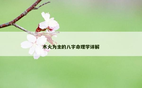 木火為主的八字命理學詳解