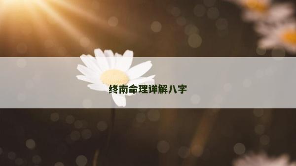 終南命理詳解八字