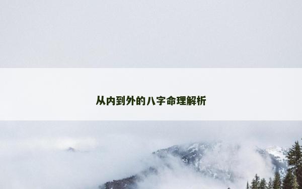 從內到外的八字命理解析 從內到外的八字命理解析