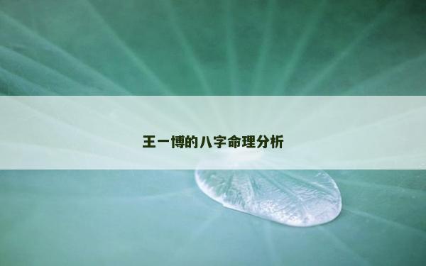 王一博的八字命理分析