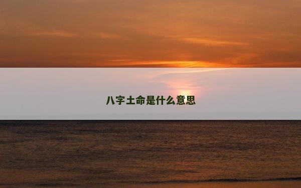 八字土命是什么意思