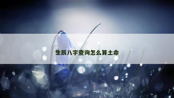 生辰八字查詢怎么算土命