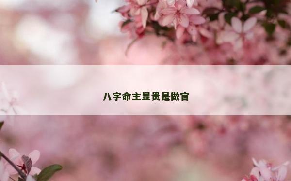 八字命主顯貴是做官