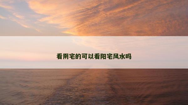 看陰宅的可以看陽宅風水嗎
