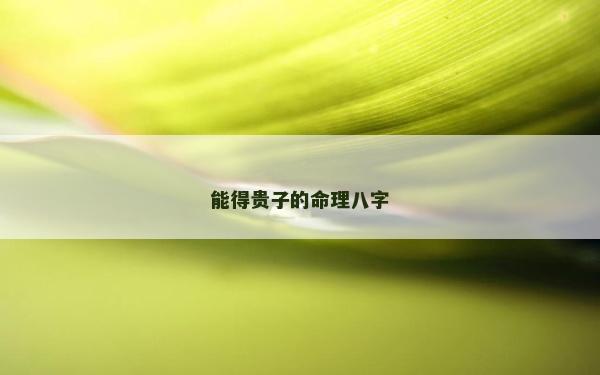 能得貴子的命理八字